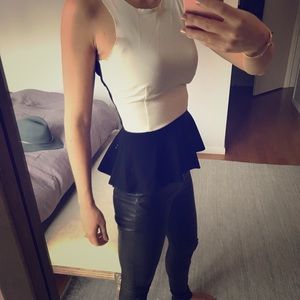 Intermix Peplum black and white top
